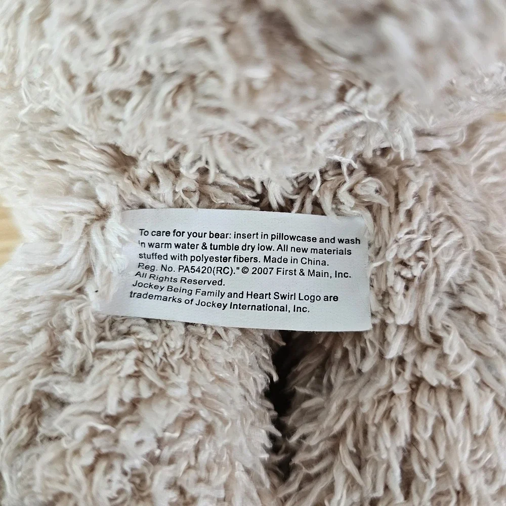 First & Main‎ Baby Beige Soft Teddy Bear Heart Stuffed Animal Toy Nursery Gift
